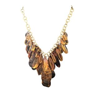 Amber Jewels with Gold Tone Chain